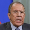 Russia's Foreign Minister Lavrov attends a news conference after a meeting with his German counterpart Steinmeier in Moscow