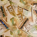 Canadian dollars, close-up