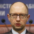 Ukrainian PM Yatseniuk attends a news conference in Kiev