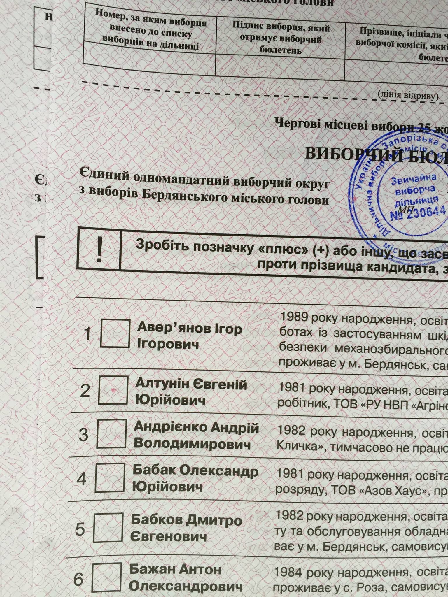 В Бердянську надруковані бюлетені з позначками навпроти кандидатів — соцмережі