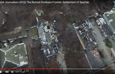 З'явилося відео з квадрокоптера над зруйнованим селом Спартак на Донбасі