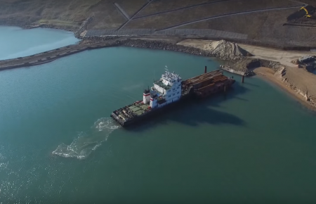 З'явилось свіже відео будівництва мосту через Керченську протоку