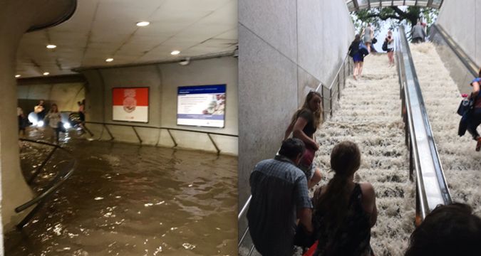 В метро Вашингтона через потоп виник водопад — відео