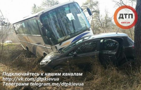 У Києві автобус з дітьми злетів у кювет - фото