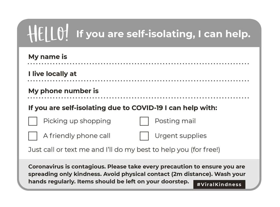 Коронавірус: британка створила листівку для допомоги сусідам в самоізоляції