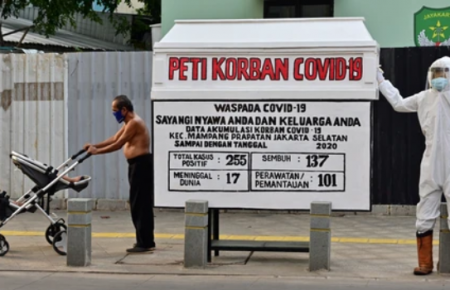 У столиці Індонезії посеред міста встановили труну, аби люди серйозніше ставились до коронавірусу
