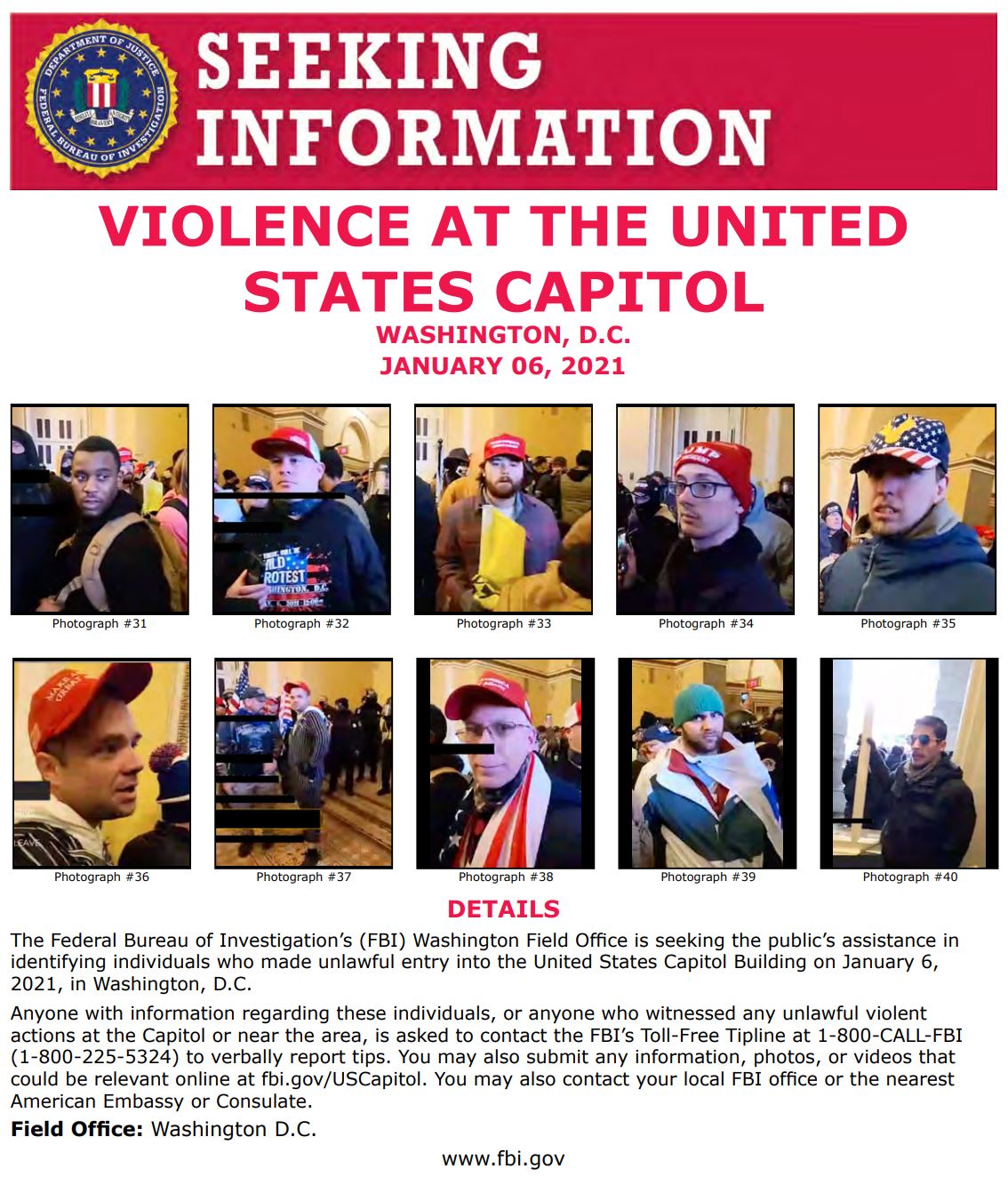 ФБР оголосило в розшук учасників штурму Конгресу