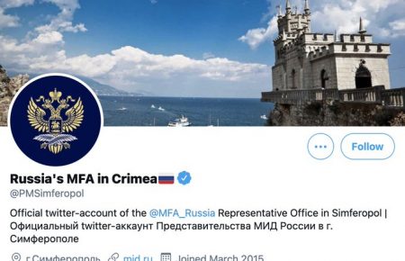 У Twitter почався флешмоб через верифікацію акаунту так званого представництва МЗС Росії в окупованому Сімферополі