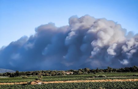 Юго-восток Франции охватил крупный лесной пожар (фото, видео)