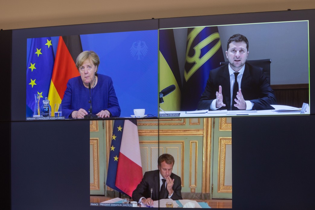 Зеленський та Путін провели розмови з Меркель та Макроном щодо саміту «нормандської четвірки»