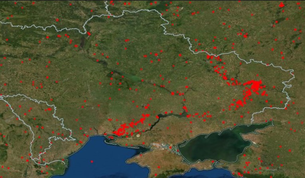 NASA фіксує пожежі в Україні, переважно там, де ідуть бої