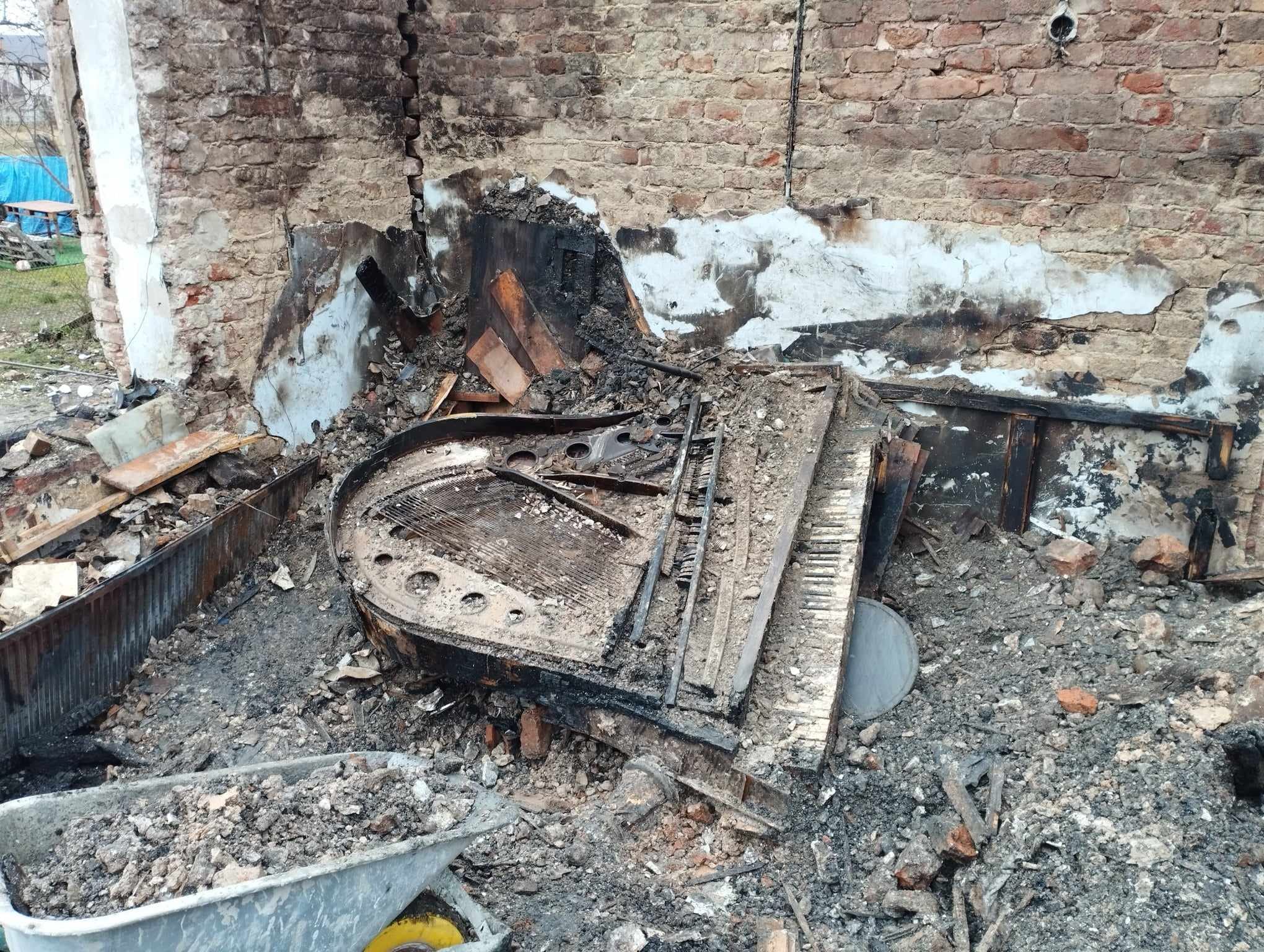 A piano, once played by Shukhevych, has been recovered from the rubble of a museum in Lviv